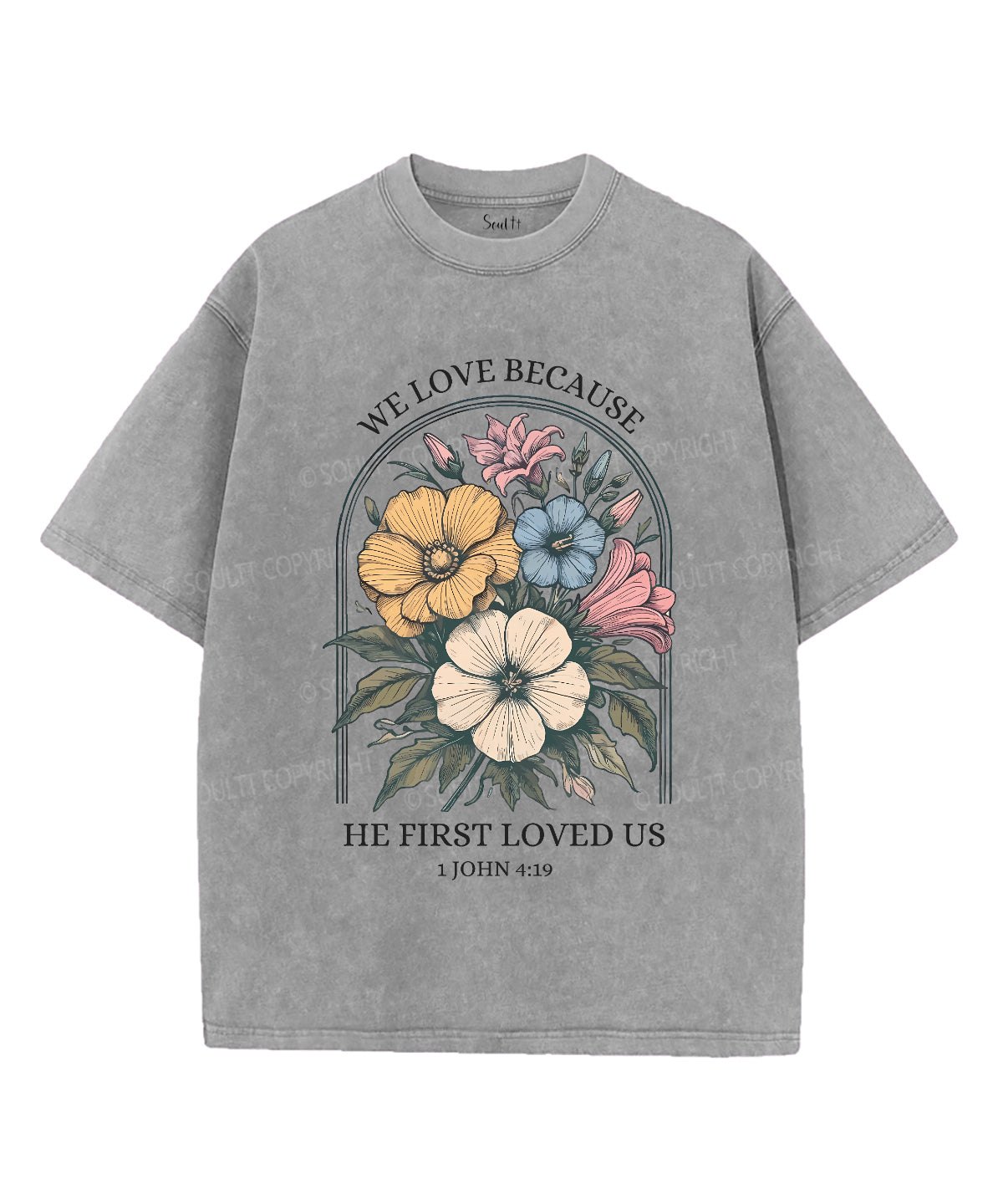 We Love Because He First Loved Us Unisex Washed Christian T-shirt Style001 Hoodie, Sweatshirt | CiraTrend.com (Image 3)