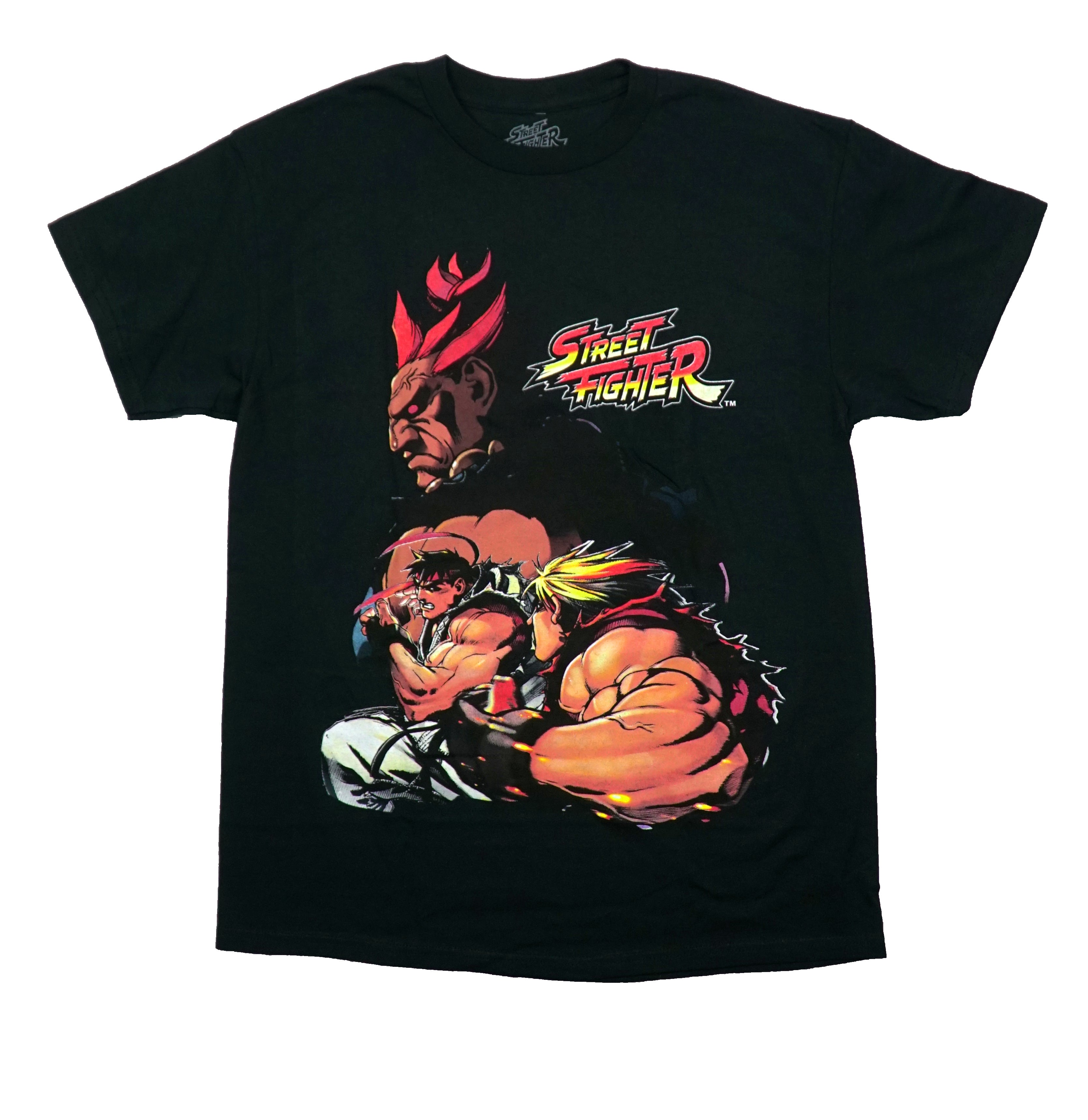Street Fighter Mens T-Shirt - Ken Ryu Akuma Trio In Shadow Under Name Hoodie, Sweatshirt | CiraTrend.com
