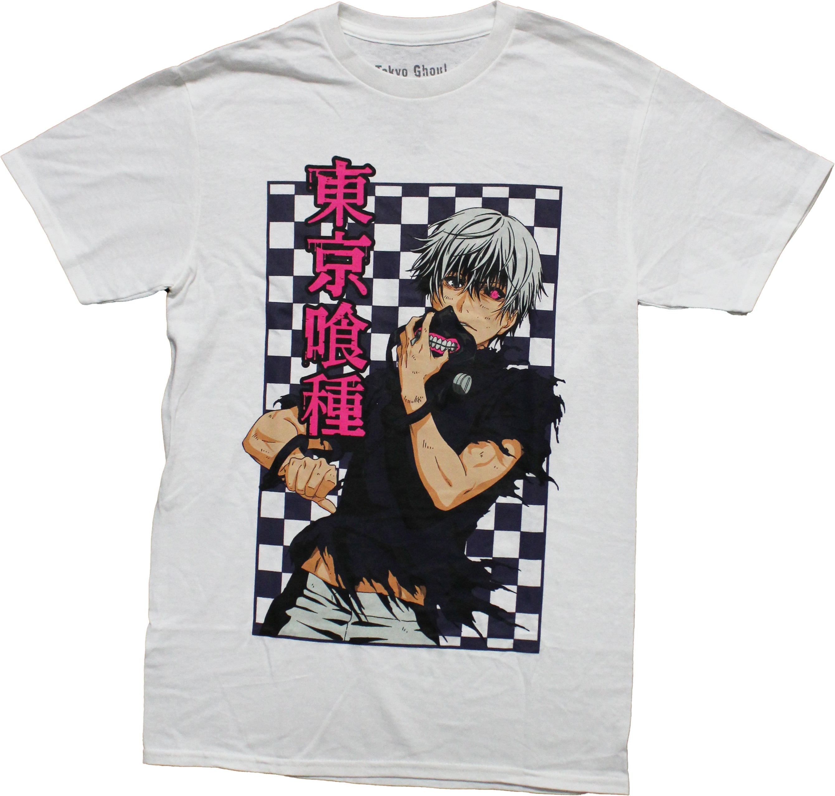 Tokyo Ghoul Mens T-Shirt - Ken Kaneki Checkerboard Kanji Pose Hoodie, Sweatshirt | CiraTrend.com