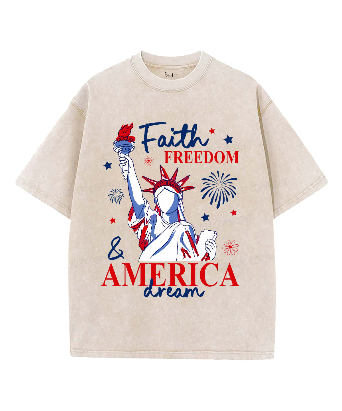 Faith Freedom Unisex Washed Christian T-shirt Hoodie, Sweatshirt | CiraTrend.com (Image 4)