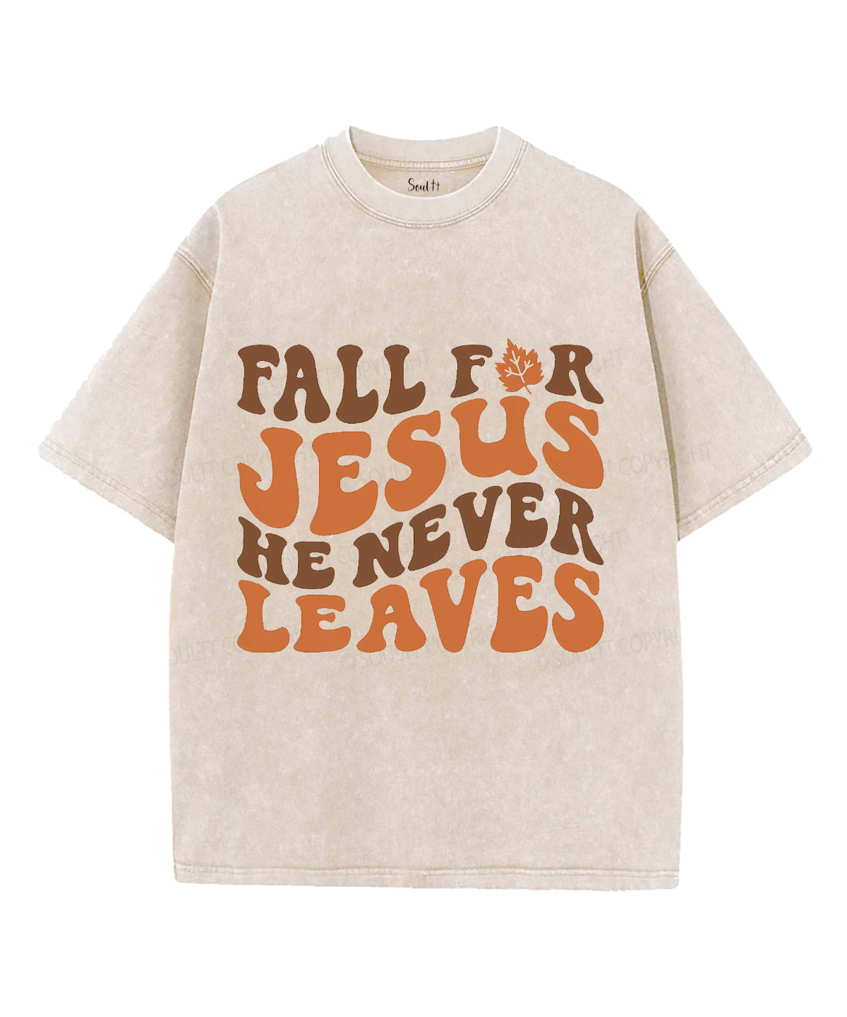 Fall For Jesus He Never Leaves Unisex Washed Christian T-shirt Hoodie, Sweatshirt | CiraTrend.com (Image 1)