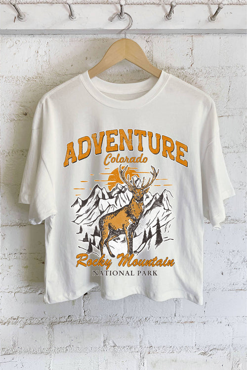 Adventure Colorado Rocky Mountain Graphic Long Crop Top