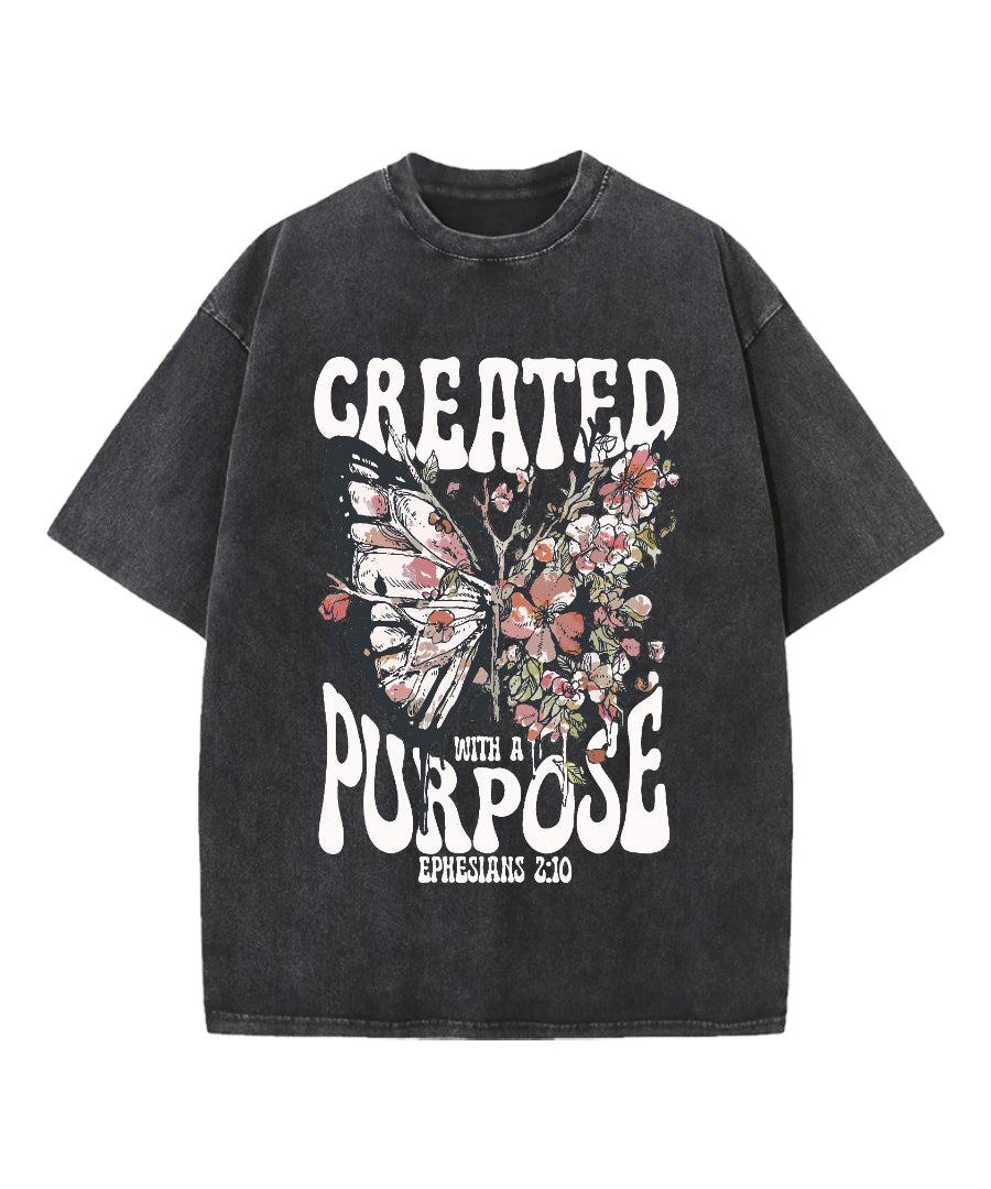 Created With A Purpose Washed Christian T-shirt Hoodie, Sweatshirt | CiraTrend.com (Image 2)