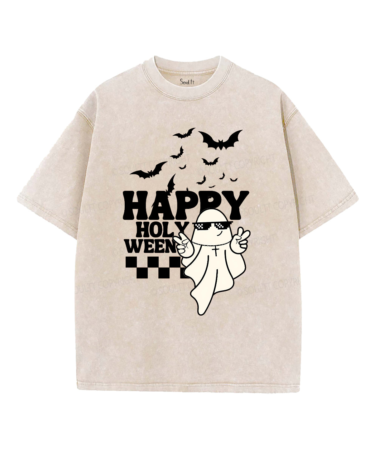 Happy Holy Unisex Washed Christian T-shirt Hoodie, Sweatshirt | CiraTrend.com (Image 2)