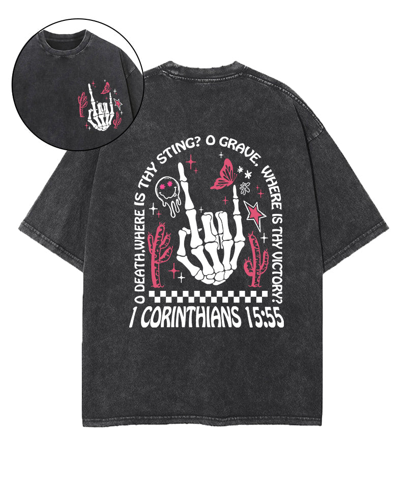 O Death Where Is Thy Sting Double Sided Washed Christian T-shirt Hoodie, Sweatshirt | CiraTrend.com (Image 1)