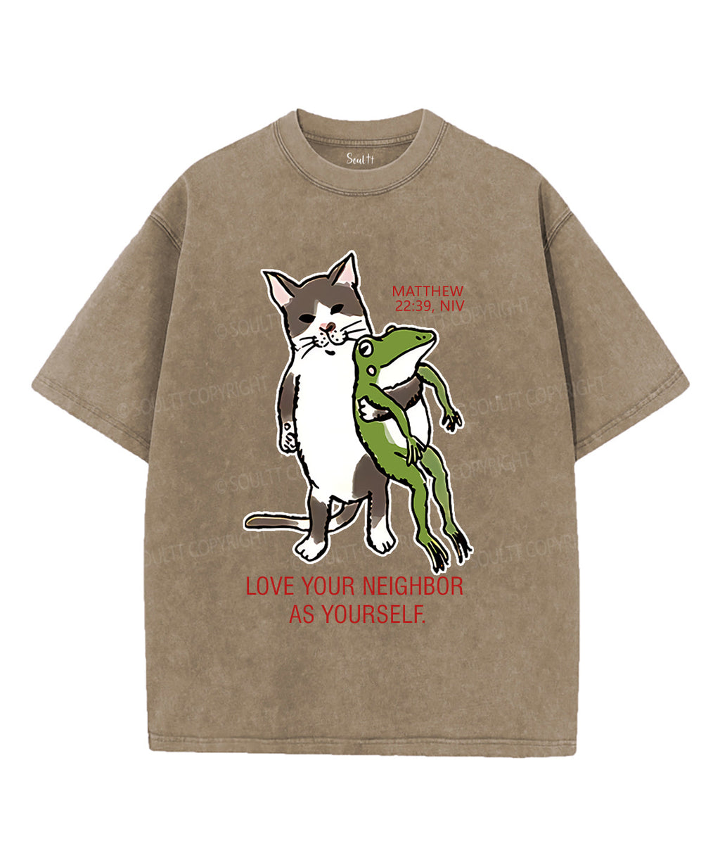 Love Your Neighbor Unisex Washed Christian T-shirt Hoodie, Sweatshirt | CiraTrend.com (Image 5)