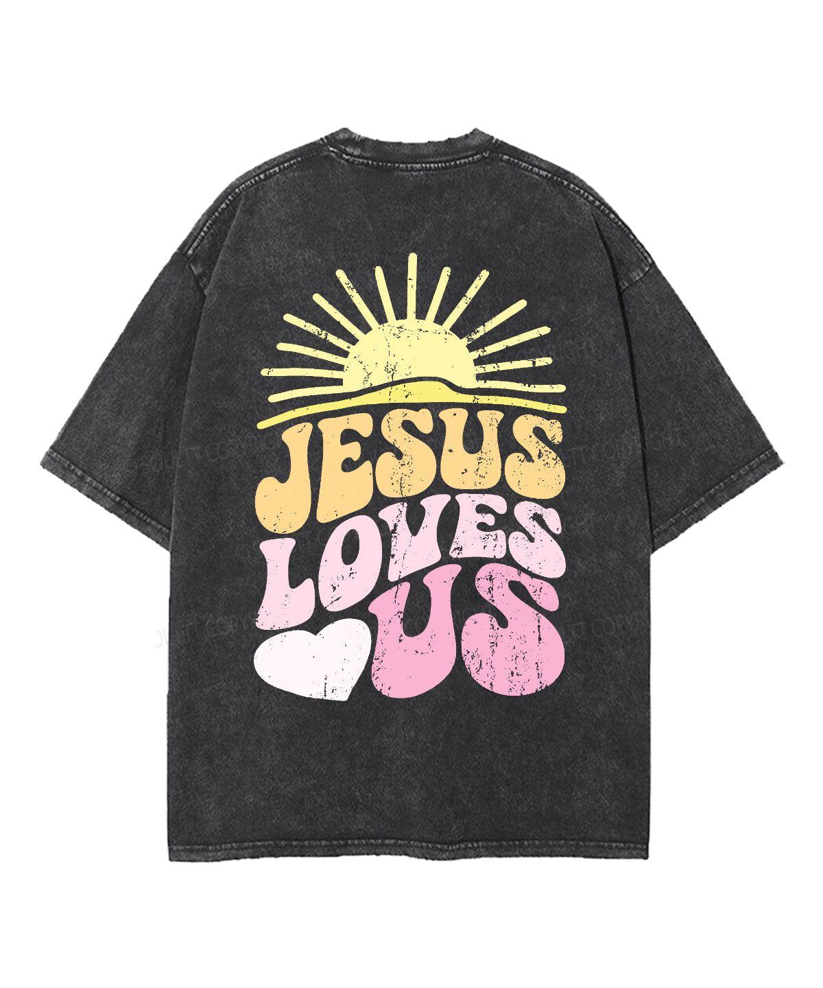 Jesus Love Us Double Sided Unisex Washed Christian T-shirt Hoodie, Sweatshirt | CiraTrend.com (Image 5)