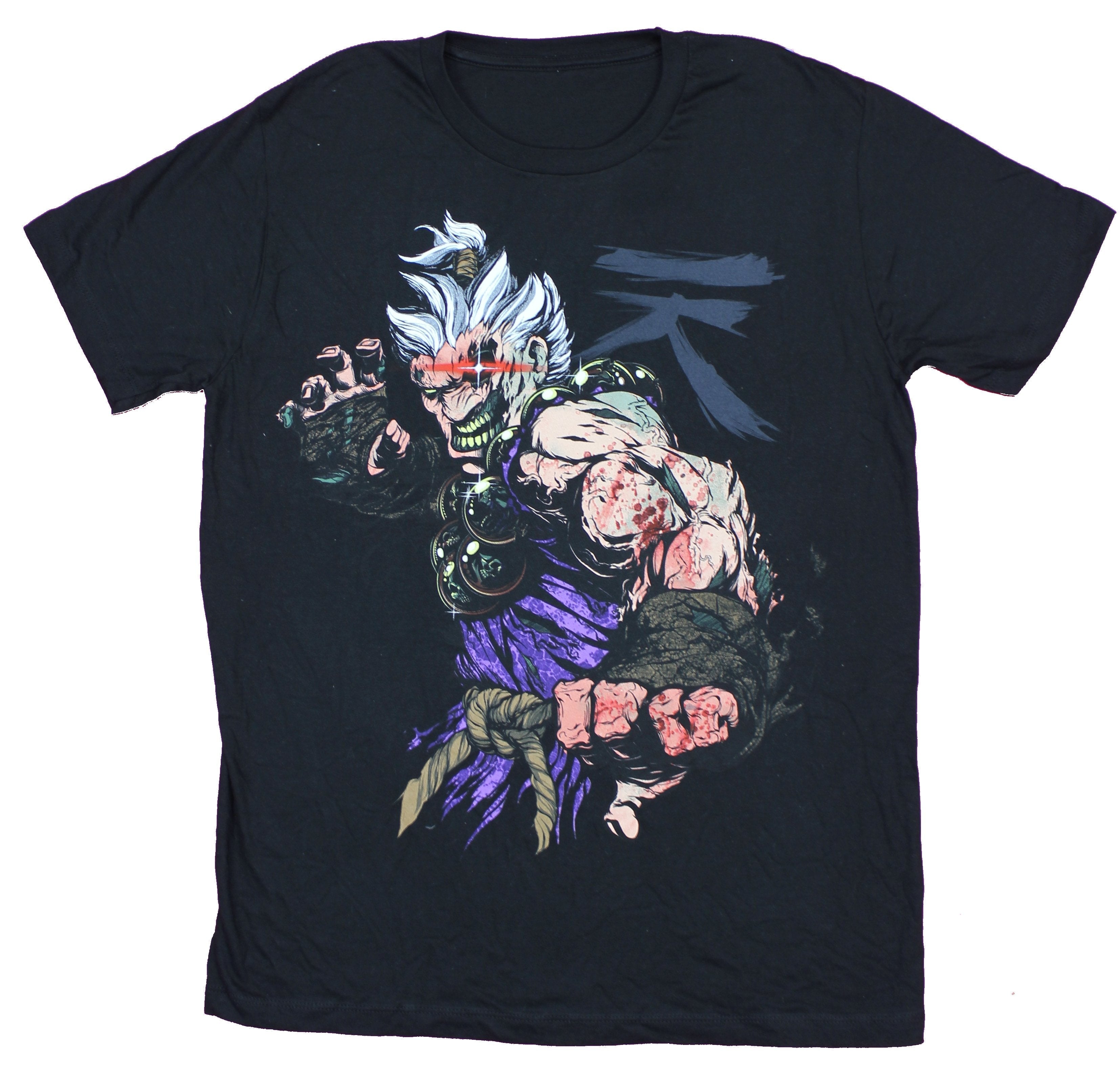 Street Fighter Mens T-Shirt - White Haired Akuma Ready to Attack Image Hoodie, Sweatshirt | CiraTrend.com