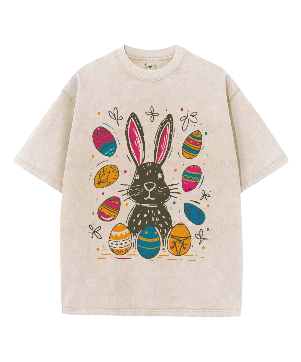 Easter Bunny Eggs Unisex Washed Christian T-shirt Hoodie, Sweatshirt | CiraTrend.com (Image 4)