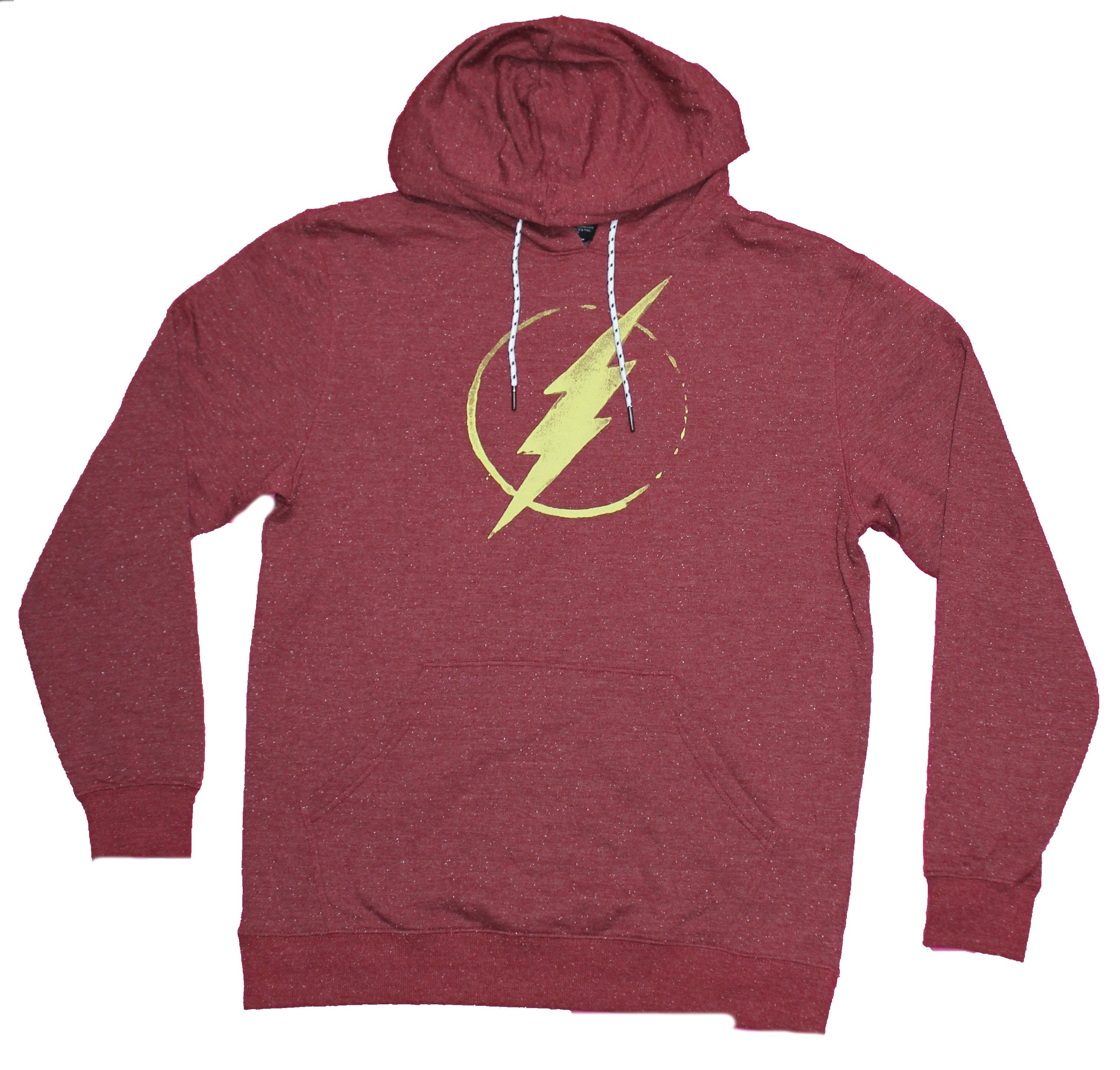 Flash Mens Pull Over Hoodie - Classic Yellow Logo Distressed Image T-Shirts, Sweatshirt | CiraTrend.com