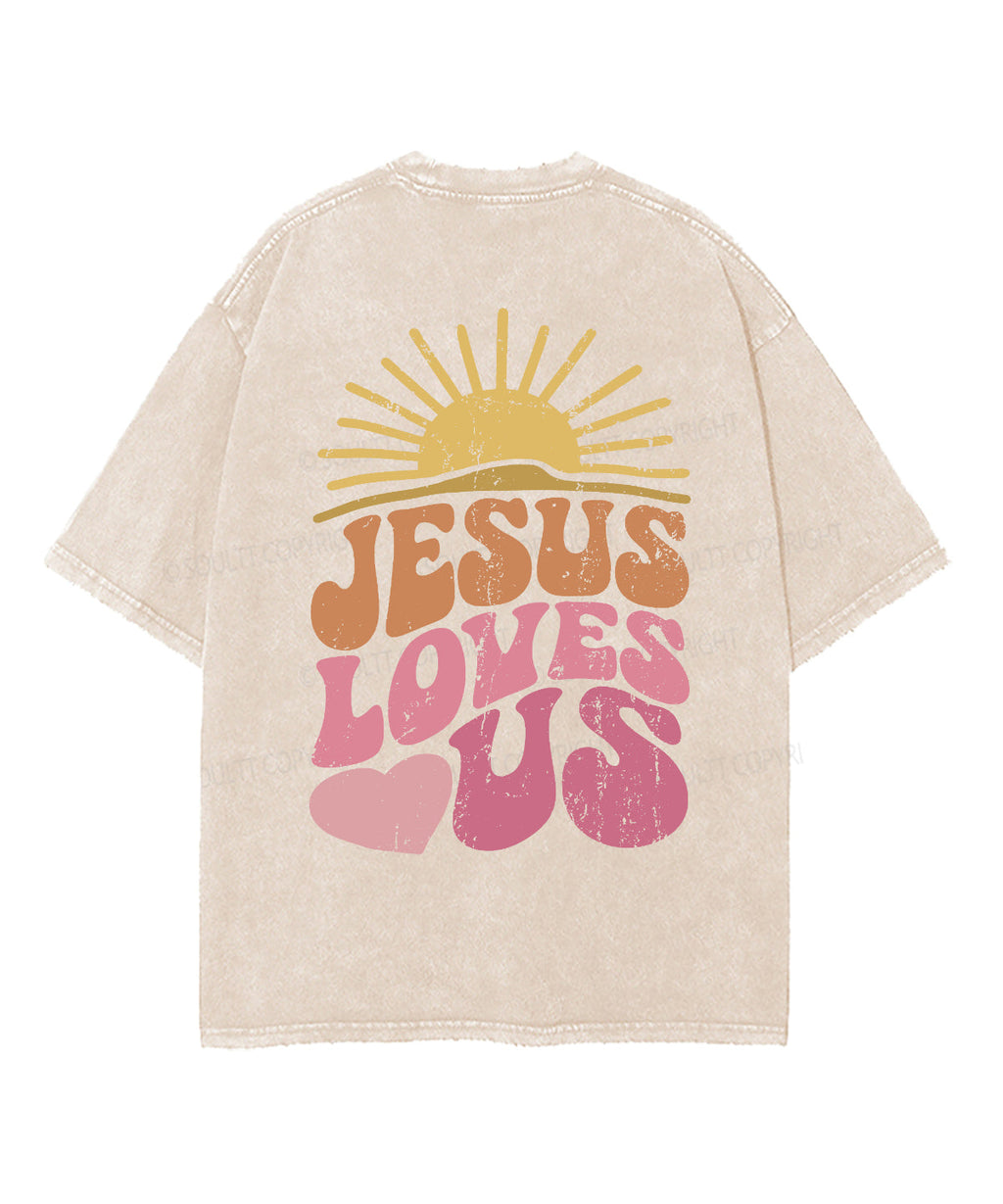 Jesus Love Us Double Sided Unisex Washed Christian T-shirt Hoodie, Sweatshirt | CiraTrend.com (Image 3)