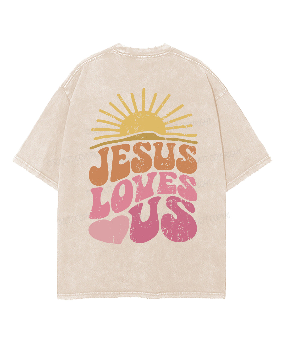 Jesus Love Us Double Sided Unisex Washed Christian T-shirt Hoodie, Sweatshirt | CiraTrend.com (Image 3)