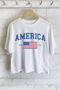America Flag Graphic Long Crop Top