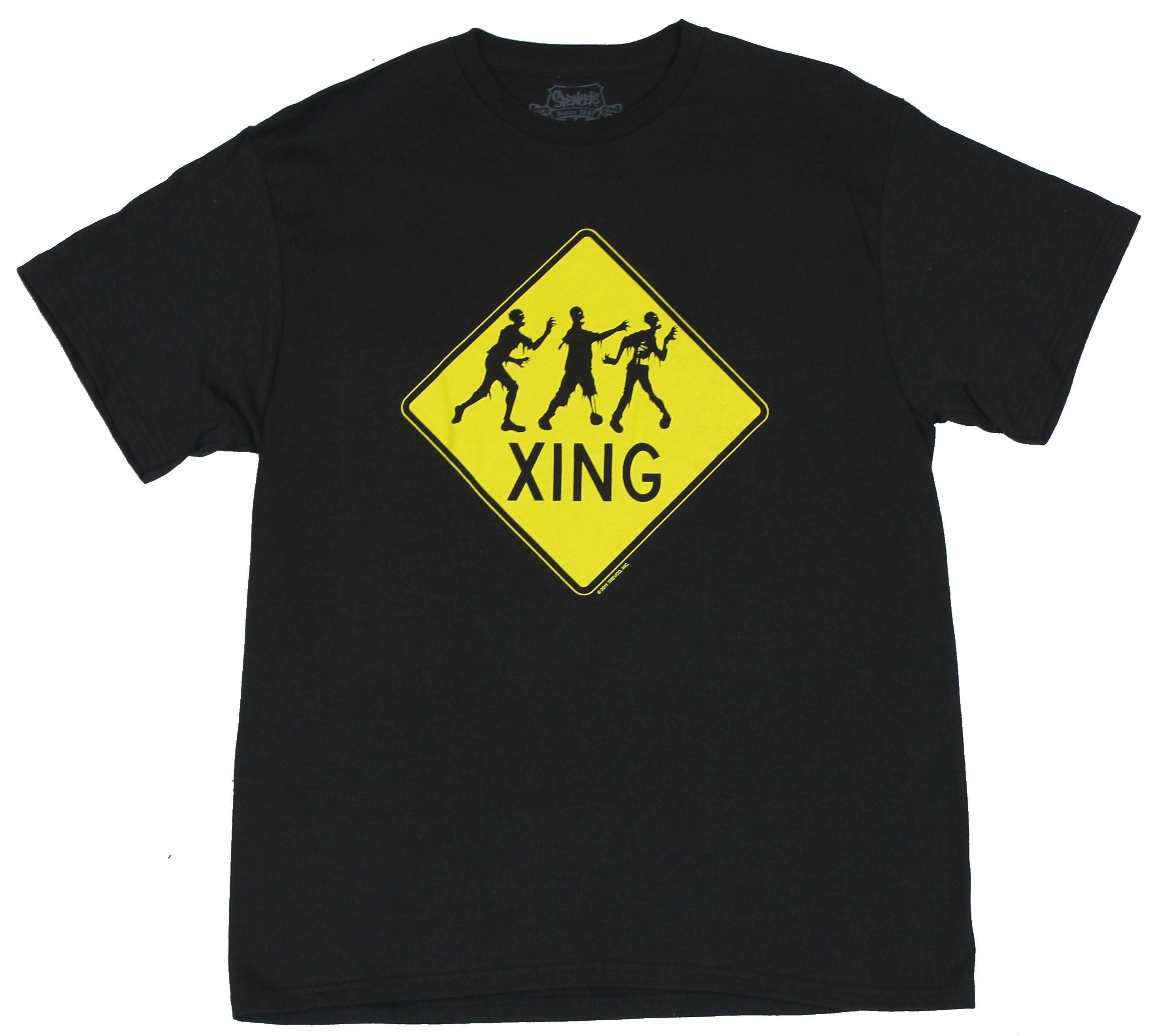 Zombie Mens T-Shirt - Zombie Xing Crossing Warning Sign Image Hoodie, Sweatshirt | CiraTrend.com