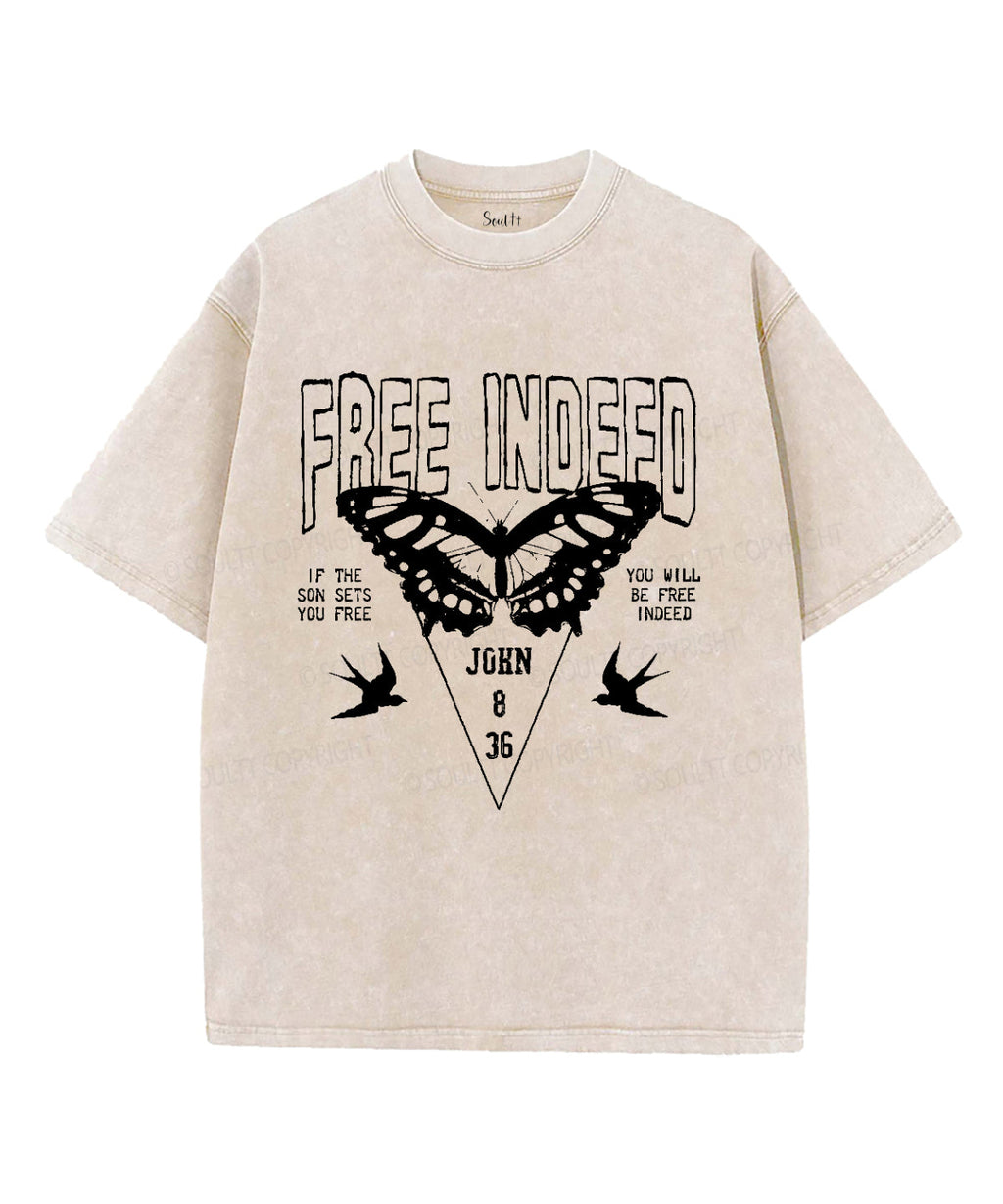 Free Indeed Unisex Washed Christian T-shirt Hoodie, Sweatshirt | CiraTrend.com (Image 4)