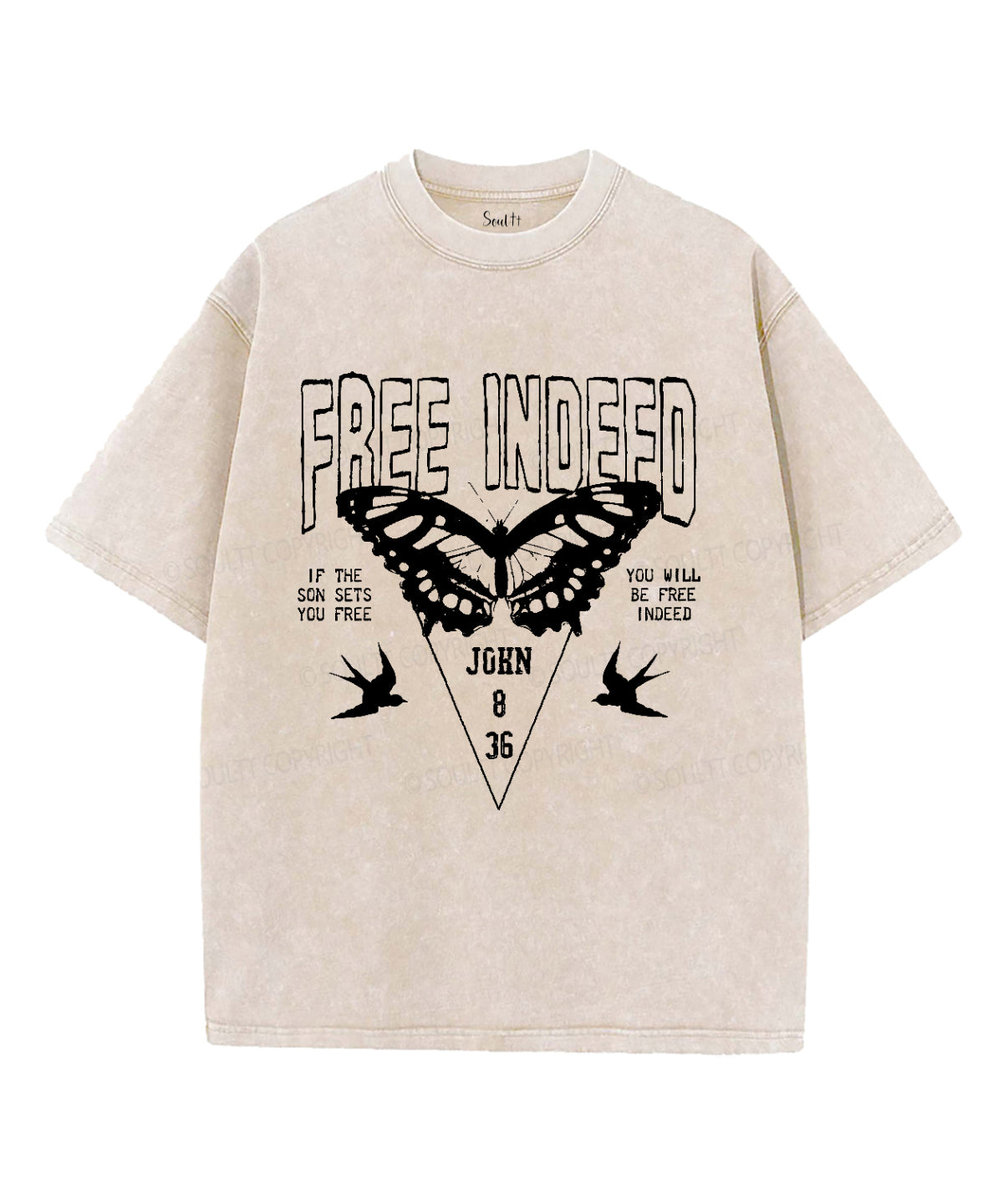 Free Indeed Unisex Washed Christian T-shirt Hoodie, Sweatshirt | CiraTrend.com (Image 4)