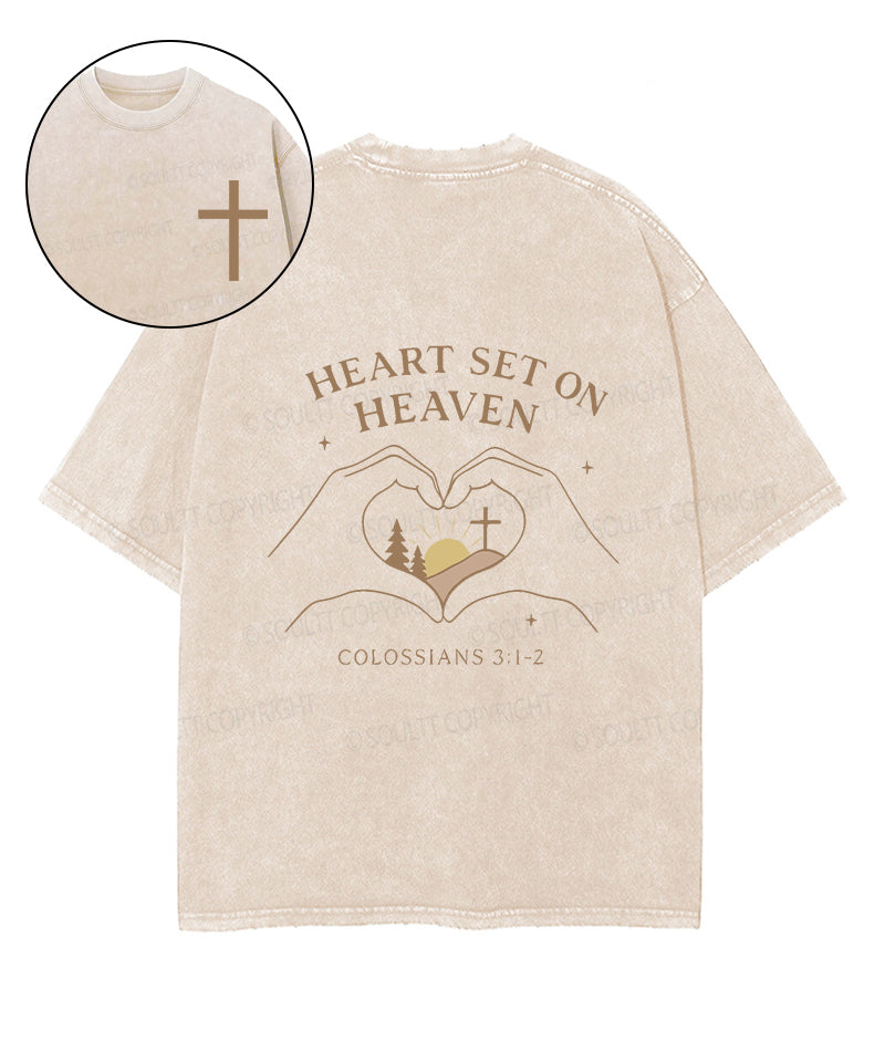 HEART SET HEAVEN Double Sided Washed Christian T-Shirts, Hoodie, Sweatshirt