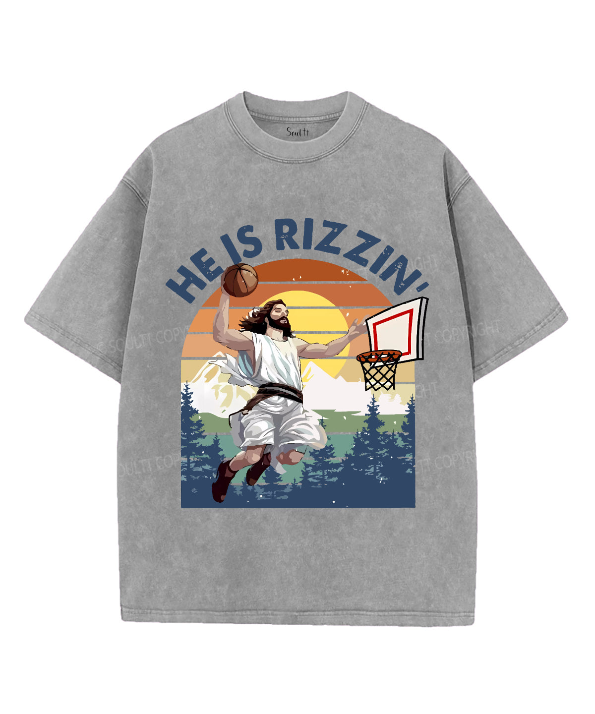 He Is Rizzin' Unisex Washed Christian T-shirt Style001 Hoodie, Sweatshirt | CiraTrend.com (Image 3)