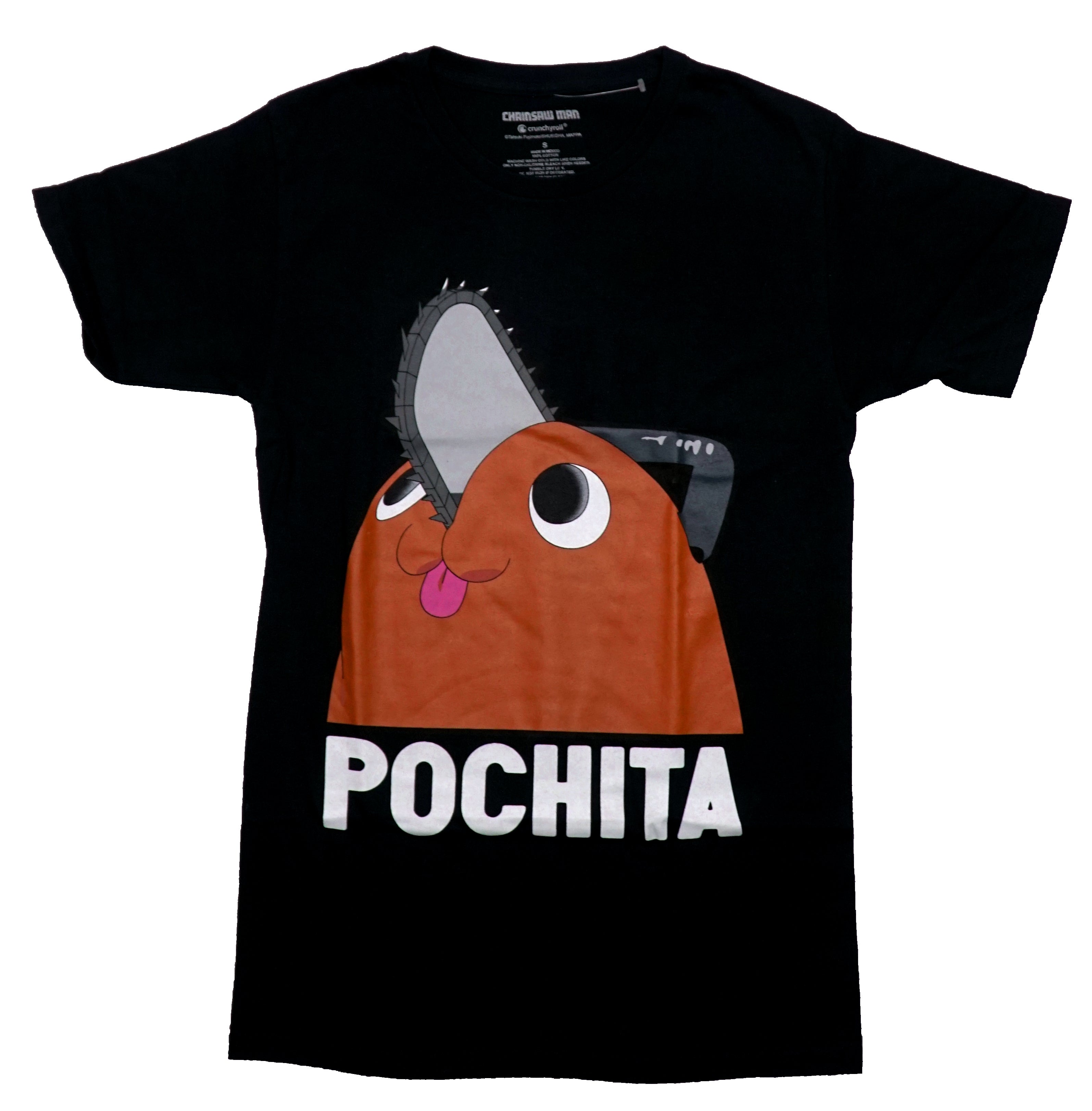 Chainsaw Man Mens T-Shirt - Pochita Cute Face Over Name Hoodie, Sweatshirt | CiraTrend.com