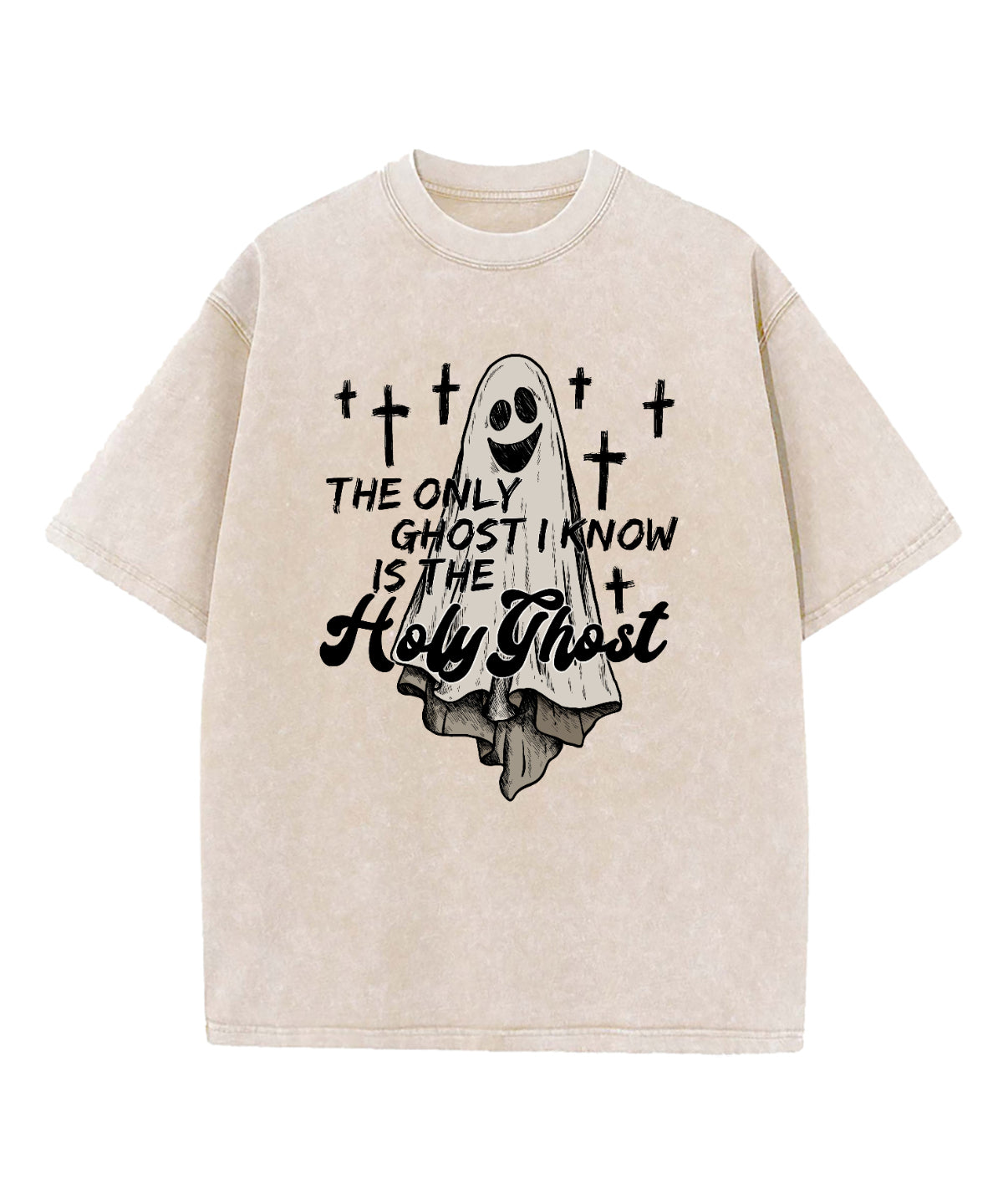 The Only Ghost Is Holy Ghost Washed Christian T-shirt Hoodie, Sweatshirt | CiraTrend.com (Image 1)