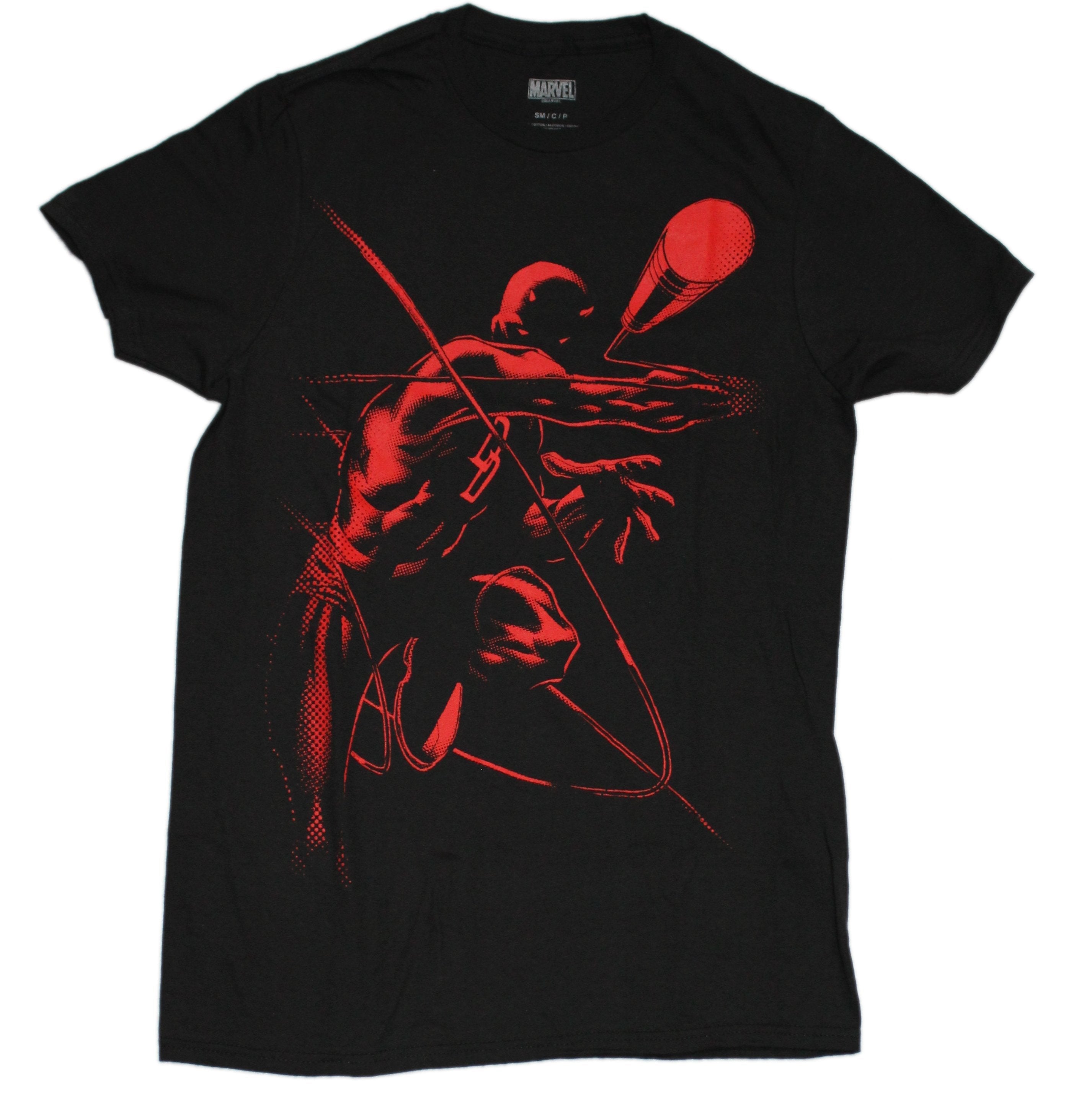 Daredevil Mens T-Shirt - Red Baton Attack Outline Image Hoodie, Sweatshirt | CiraTrend.com