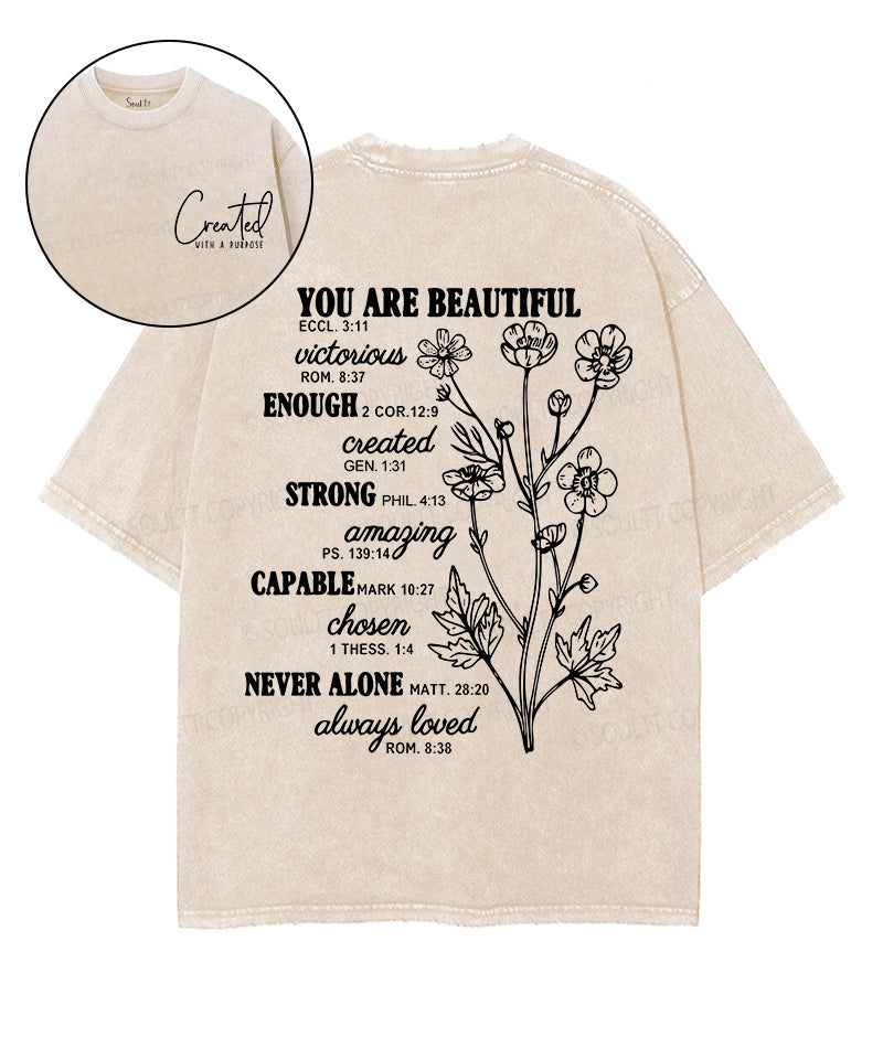 Created With A Purpose Double Sided Washed Christian T-shirt Hoodie, Sweatshirt | CiraTrend.com (Image 1)