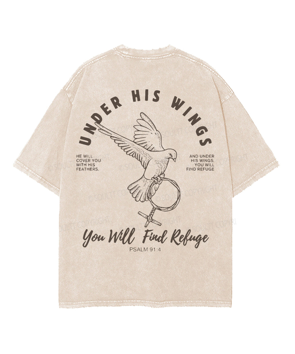 Under His Wings Double Sided Unisex Washed Christian T-shirt Style001 Hoodie, Sweatshirt | CiraTrend.com (Image 4)