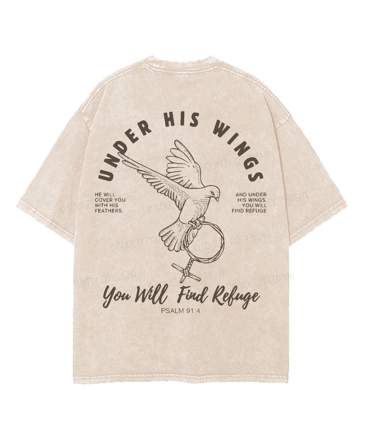 Under His Wings Double Sided Unisex Washed Christian T-shirt Style001 Hoodie, Sweatshirt | CiraTrend.com (Image 4)
