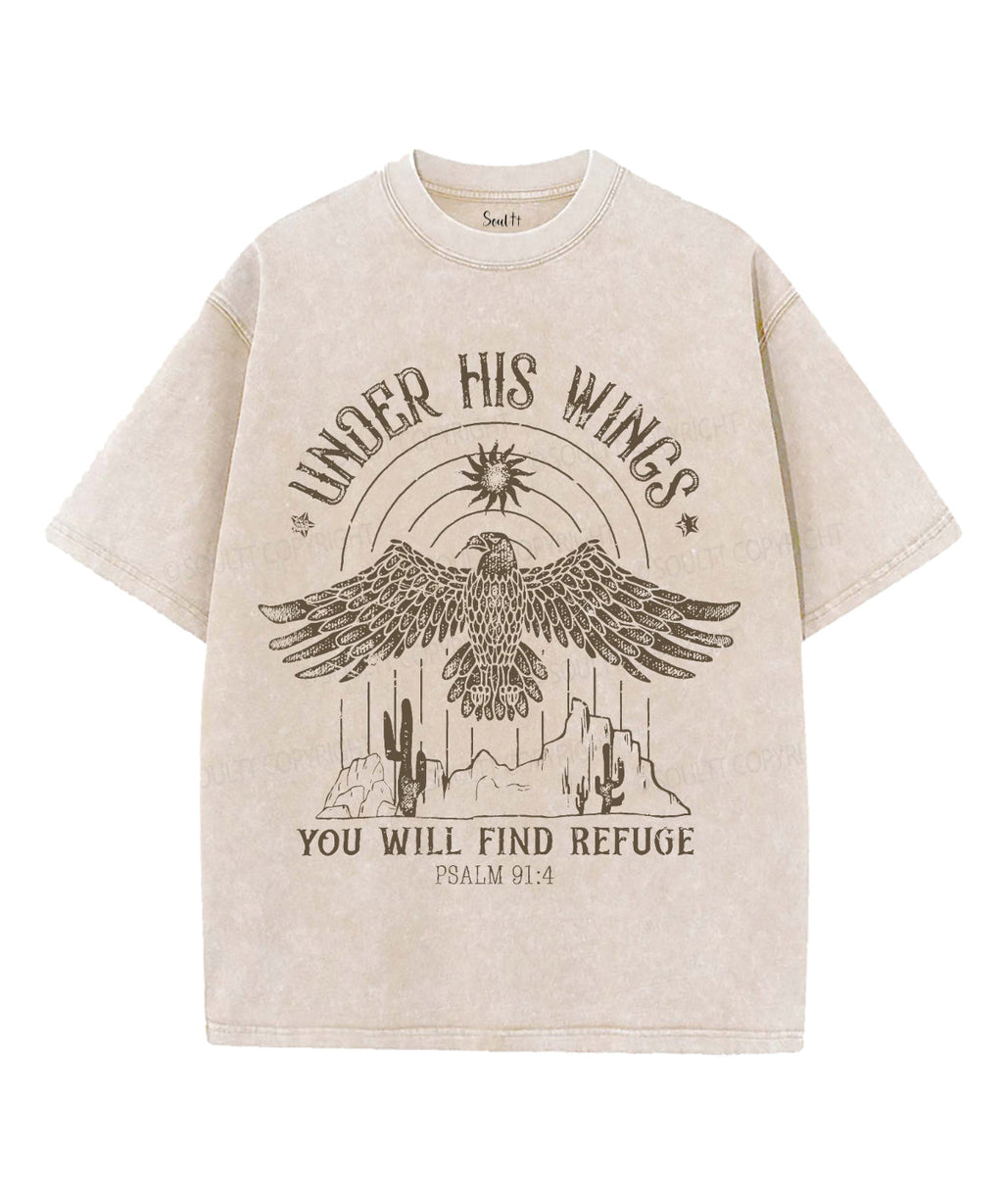 Under His Wings Unisex Washed Christian T-shirt Hoodie, Sweatshirt | CiraTrend.com (Image 1)