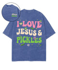 Love Jesus And Love Pickles Double Sided Unisex Washed Christian T-shirt Hoodie, Sweatshirt | CiraTrend.com (Image 1)