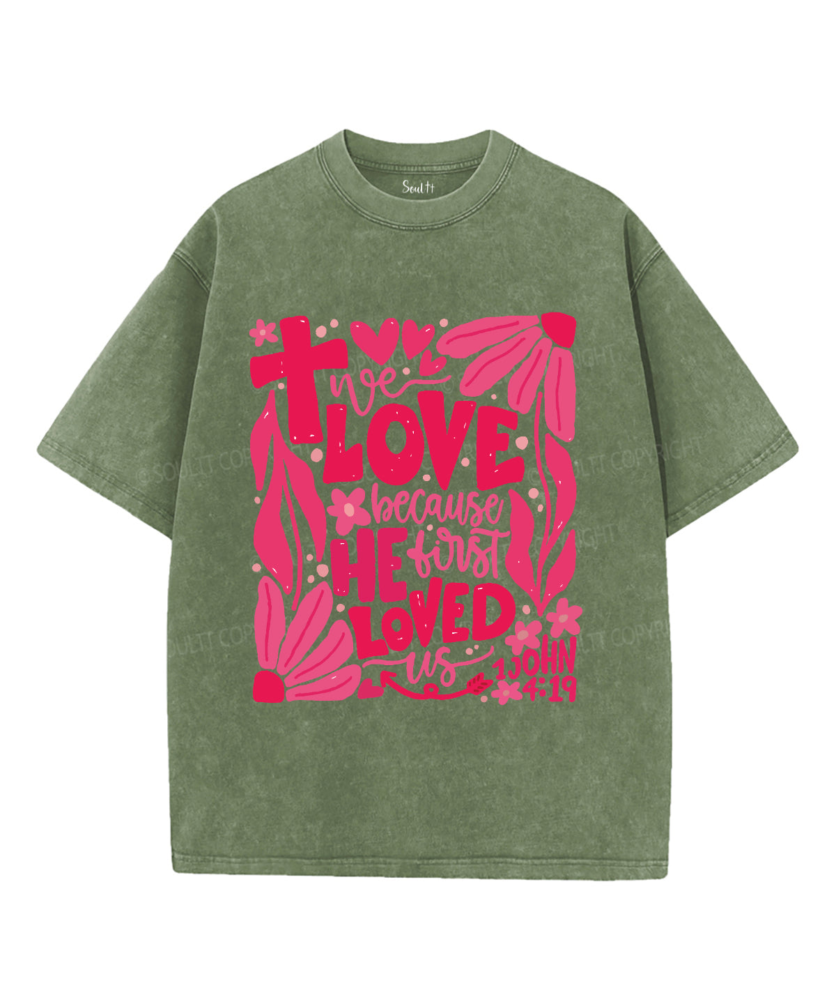 We Love Because He First Loved Us Unisex Washed Christian T-shirt Hoodie, Sweatshirt | CiraTrend.com (Image 4)