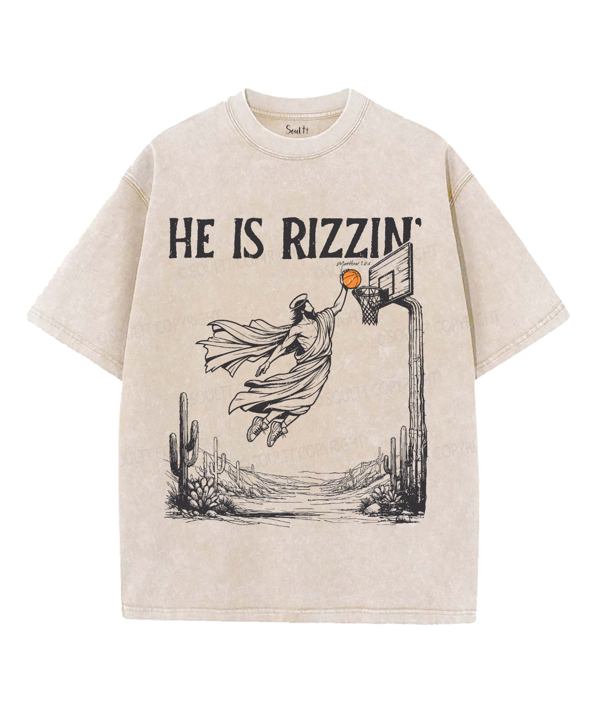 He Is Rizzin' Unisex Washed Christian T-shirt Style003 Hoodie, Sweatshirt | CiraTrend.com (Image 1)