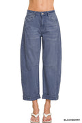 ..._ High Rise Barrel Denim Jeans