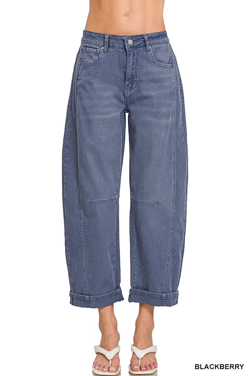..._ High Rise Barrel Denim Jeans