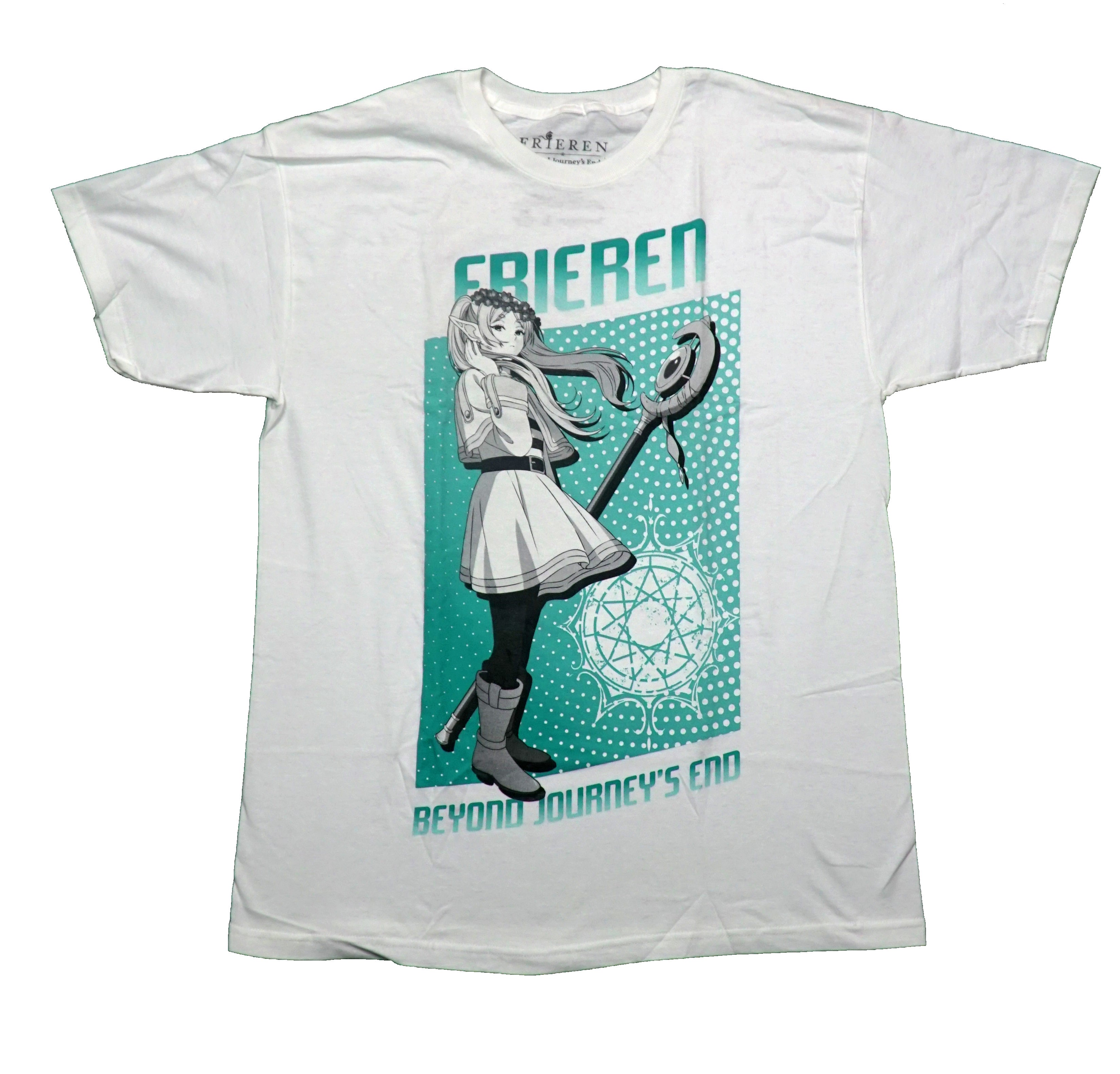 Frieren Mens T-Shirt - Grayscale Pose W/ Wand In On Polka Dot Field Hoodie, Sweatshirt | CiraTrend.com
