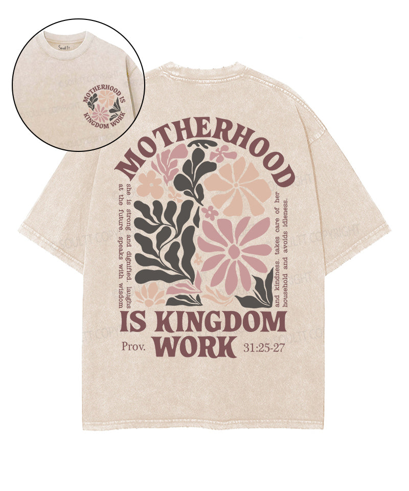 Motherhood Is Kingdom Work Double Sided Unisex Washed Christian T-shirt Style004 Hoodie, Sweatshirt | CiraTrend.com (Image 1)
