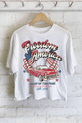 Freedom America Car Graphic Long Crop Top