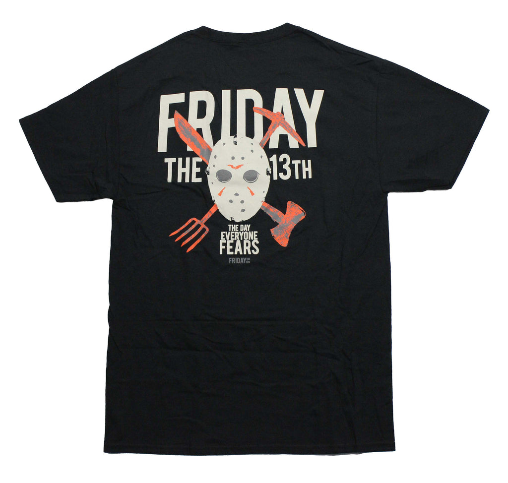 Friday the 13th  Mens T-Shirt - Lapel Jason Mask Day Everyone Fears Back Hoodie, Sweatshirt | CiraTrend.com (Image 2)