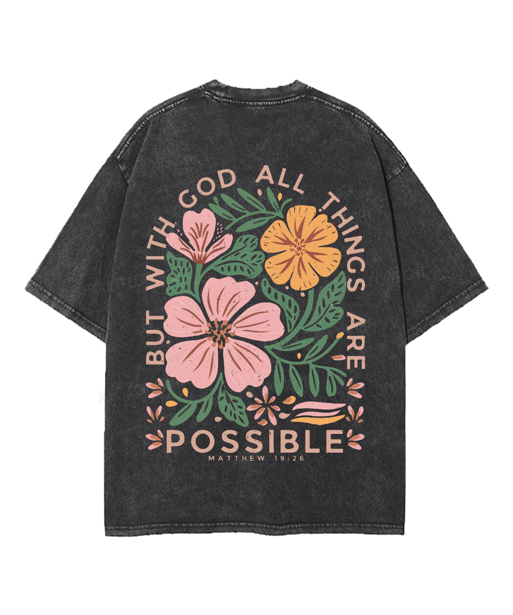 All Things Are Possible Double Sided Unisex Washed Christian T-shirt Hoodie, Sweatshirt | CiraTrend.com (Image 3)