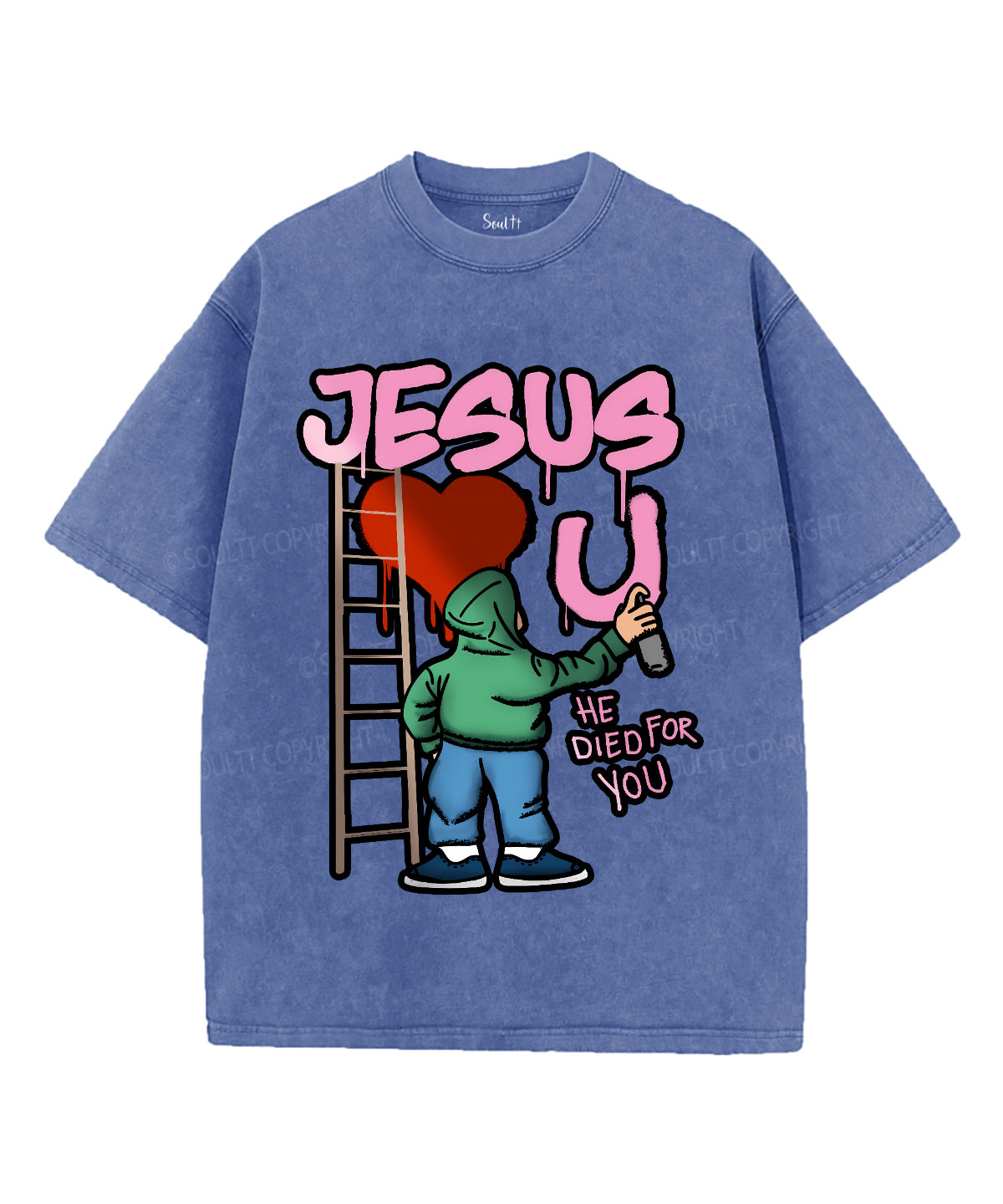 Jesus Love U Unisex Washed Christian T-shirt Hoodie, Sweatshirt | CiraTrend.com (Image 4)