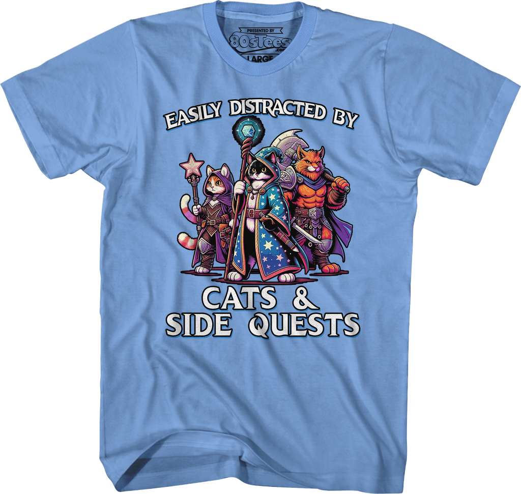 Easily Distracted By Cats & Side Quests T-Shirt Hoodie, Sweatshirt | CiraTrend.com (Image 3)