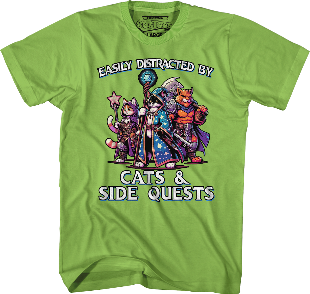 Easily Distracted By Cats & Side Quests T-Shirt Hoodie, Sweatshirt | CiraTrend.com (Image 4)