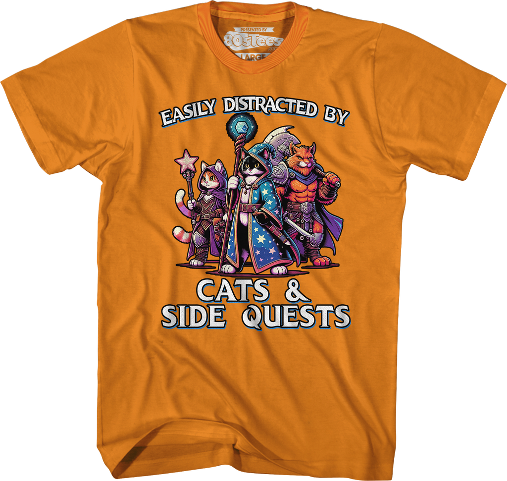 Easily Distracted By Cats & Side Quests T-Shirt Hoodie, Sweatshirt | CiraTrend.com (Image 5)