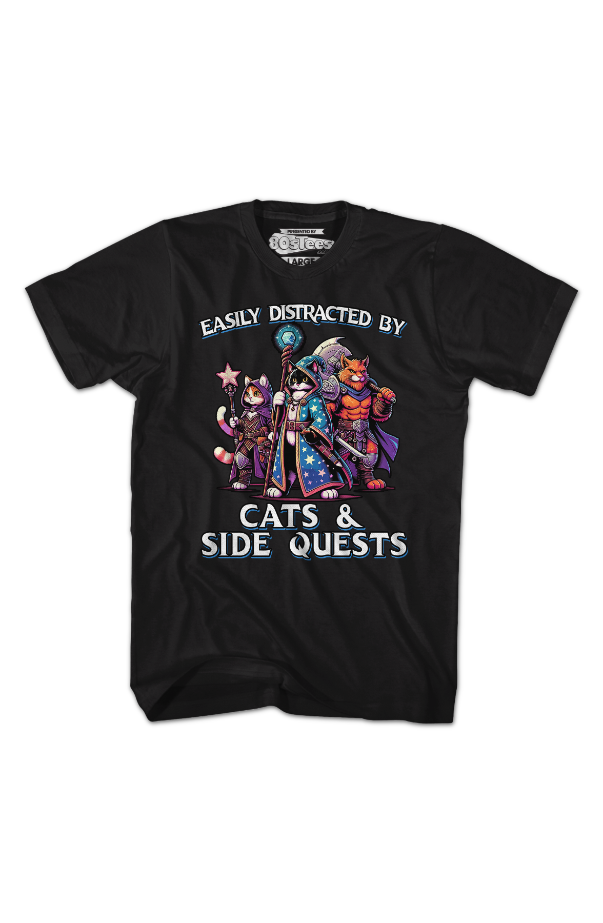 Easily Distracted By Cats & Side Quests T-Shirt Hoodie, Sweatshirt | CiraTrend.com (Image 2)