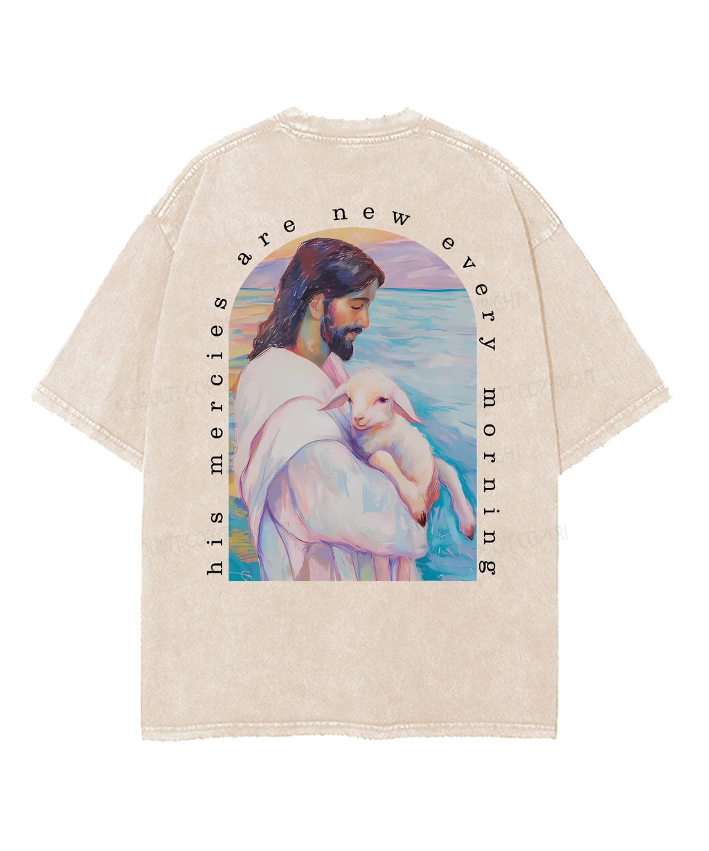 His Mercies Are New Every Morning Double Sided Unisex Washed Christian T-shirt Style002 Hoodie, Sweatshirt (Image 3)