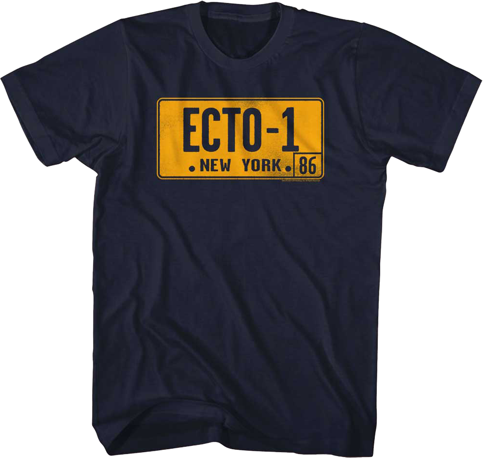 Ecto-1 License Plate Real Ghostbusters T-Shirt Hoodie, Sweatshirt | CiraTrend.com (Image 1)