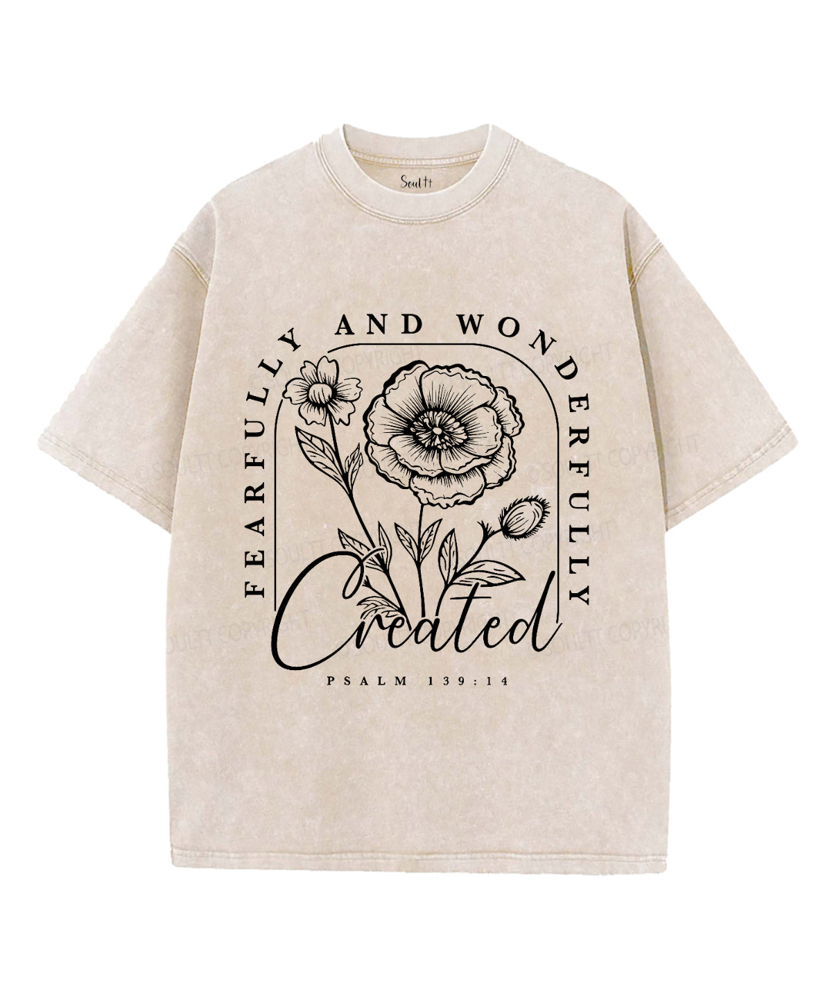 Fearfully and Wonderfully Created Unisex Washed Christian T-shirt Hoodie, Sweatshirt | CiraTrend.com (Image 1)