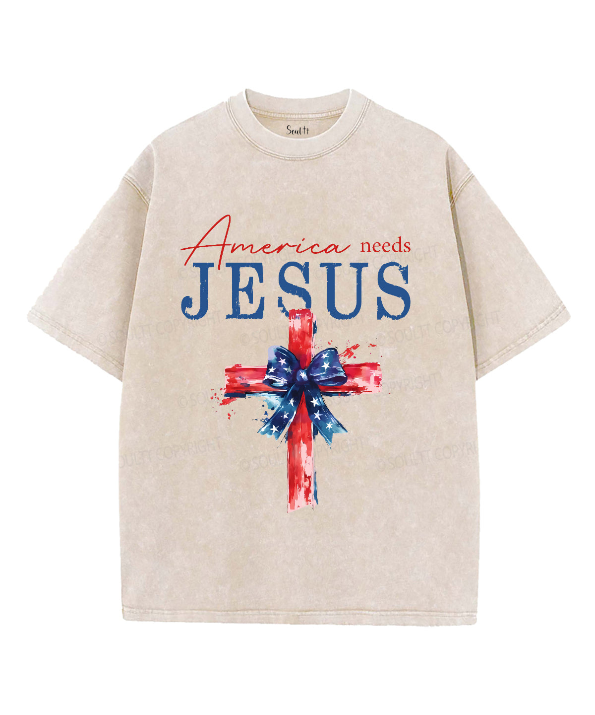 America Need Jesus Unisex Washed Christian T-shirt Hoodie, Sweatshirt | CiraTrend.com (Image 4)
