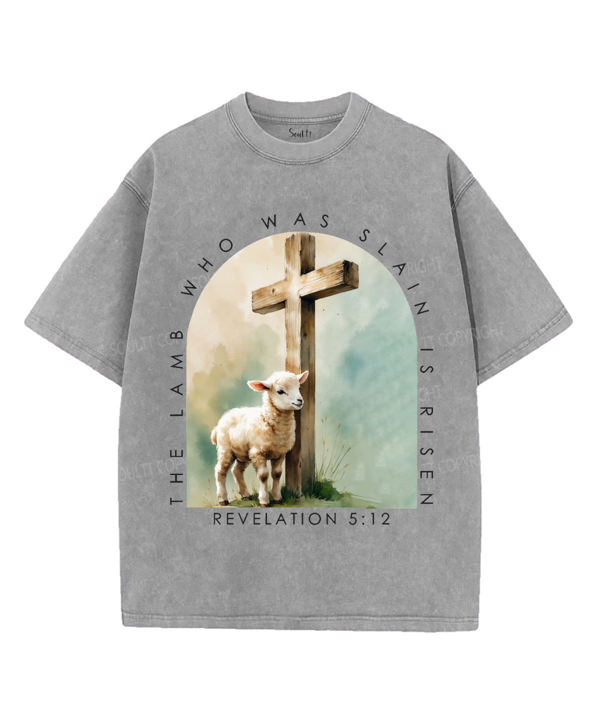 The Lamb Who Was Slain Unisex Washed Christian T-shirt Hoodie, Sweatshirt | CiraTrend.com (Image 2)