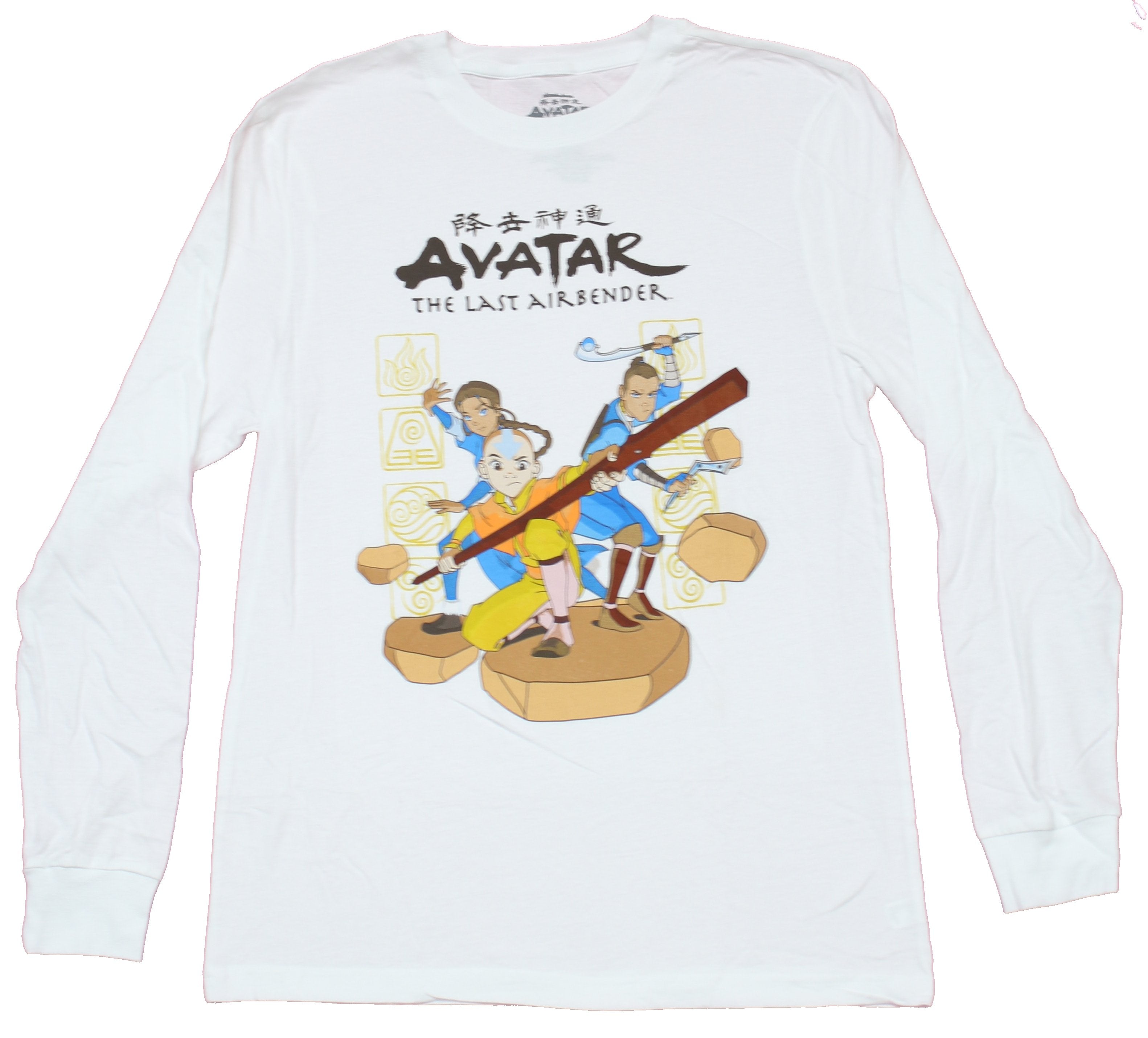 Avatar the Last Airbender Mens Long Sleeve T-Shirt - Aang & Friends Under Logo Hoodie, Sweatshirt | CiraTrend.com